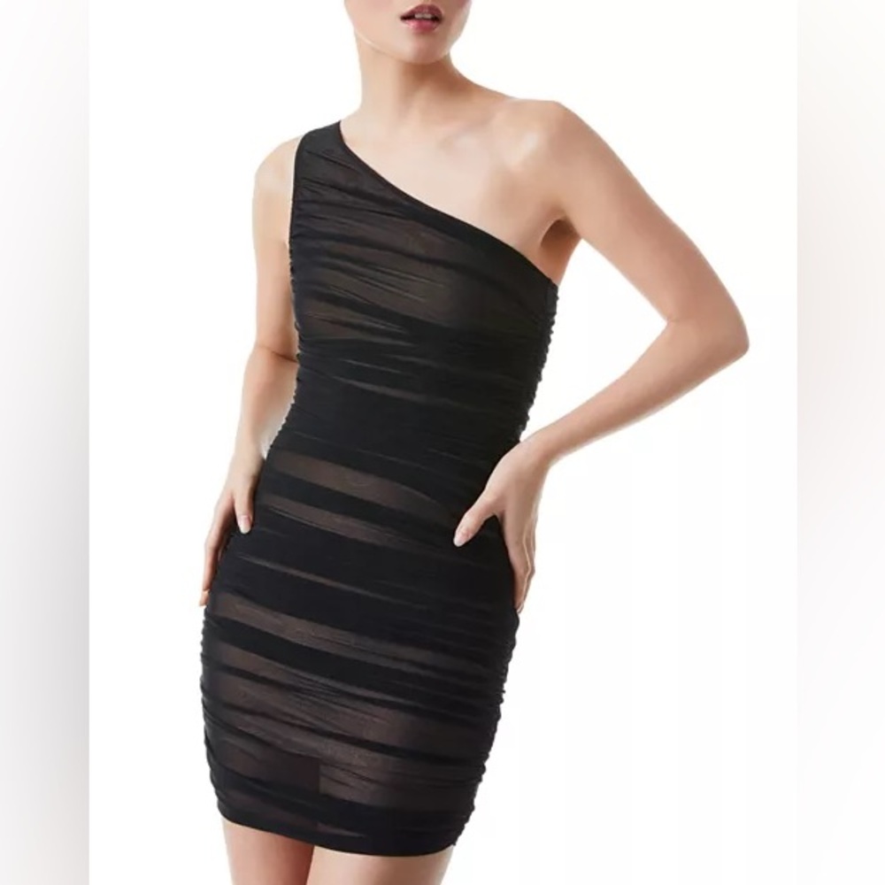 Alice + Olivia Cruz Ruched One Shoulder Mini Bodycon Dress